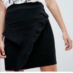 Noisy May Tall Button Front Denim Mini Skirt